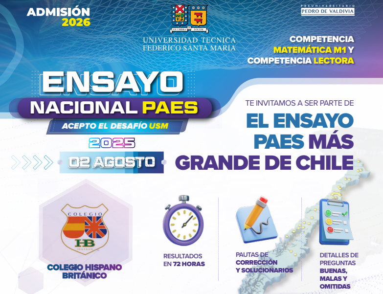 Estudiantes del Colegio Hispano Británico participaron en el 15° Ensayo Nacional PAES USM